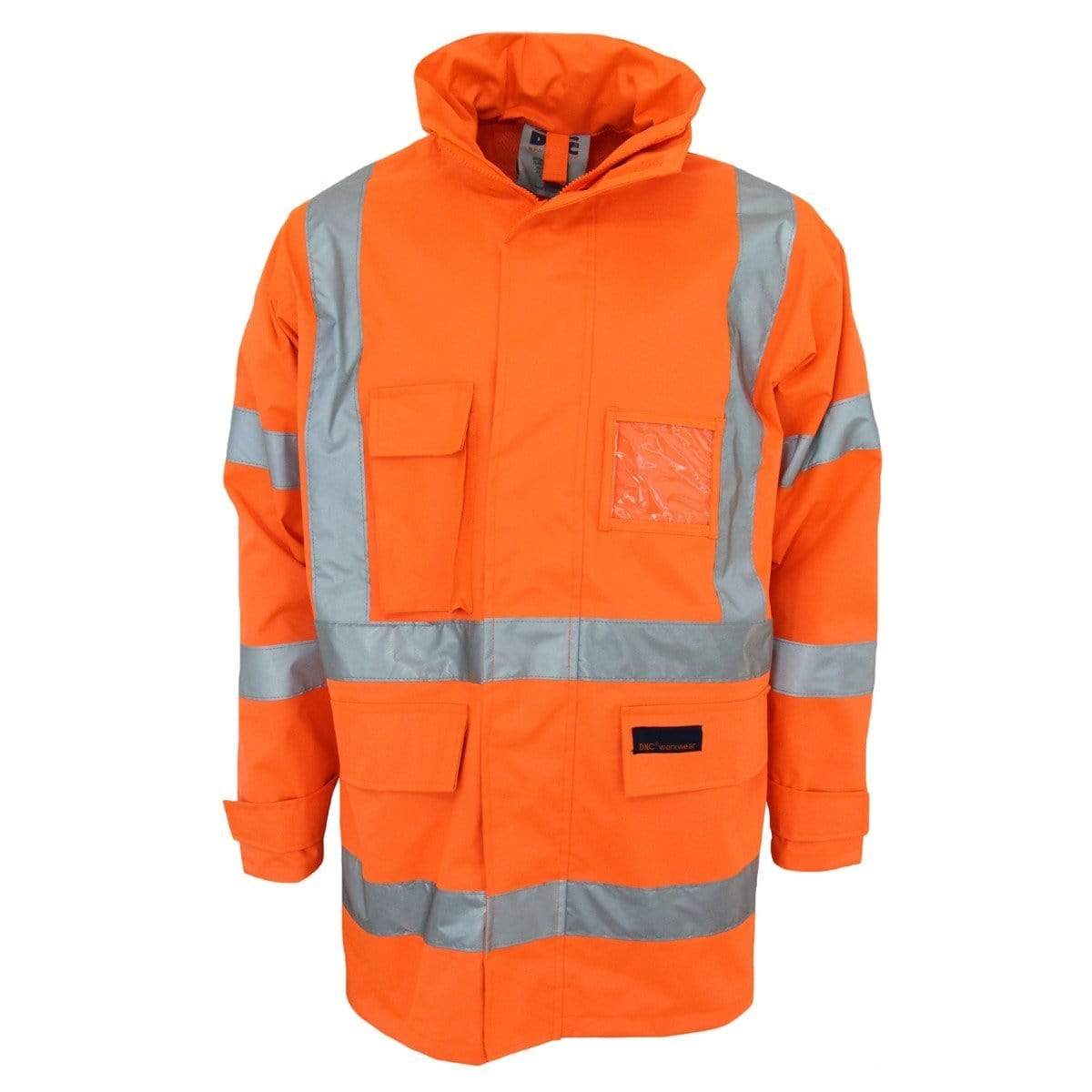 Dnc Workwear Hi-vis "X" Back Rain Jacket Bio-motion Tape - 3996 Work Wear DNC Workwear Orange XS 